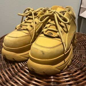 Buffalo London yellow platform leather sneakers